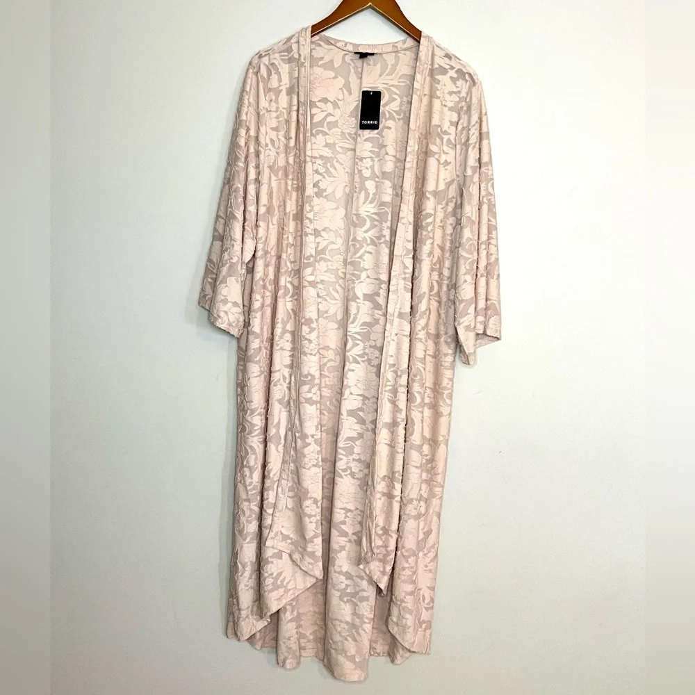 Torrid NEW Slub Kimono High-Low Burnout Sweater Cardigan Sz 3X